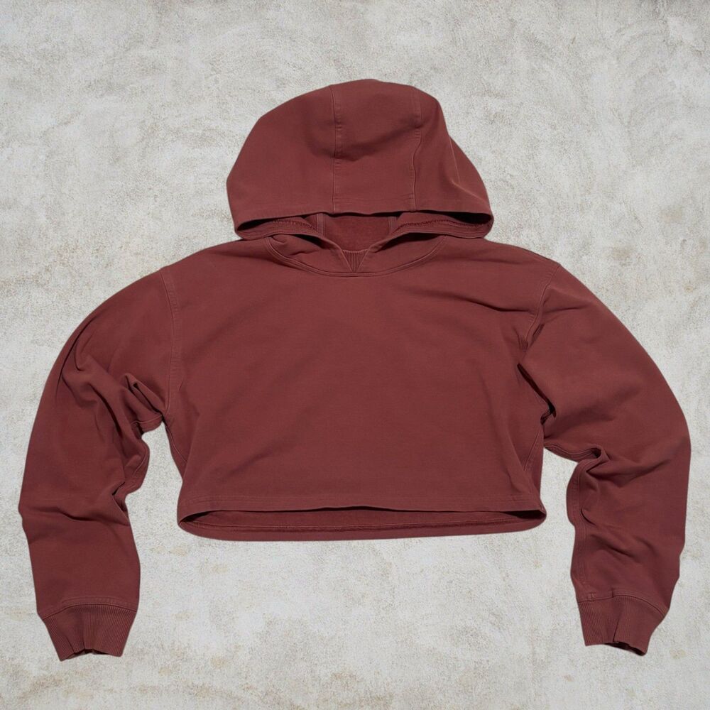 lululemon Hoodie Cropped Pullover size 6 Rustic Clay Red W3DPTS Sweatshirt